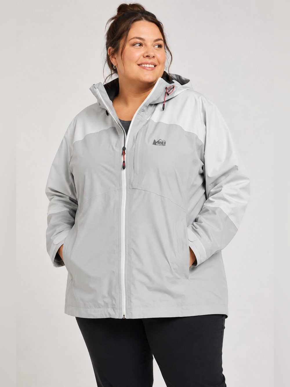 REI Co-op XeroDry GTX GORE-TEX Waterproof Jacket Gray White Women’s 3X